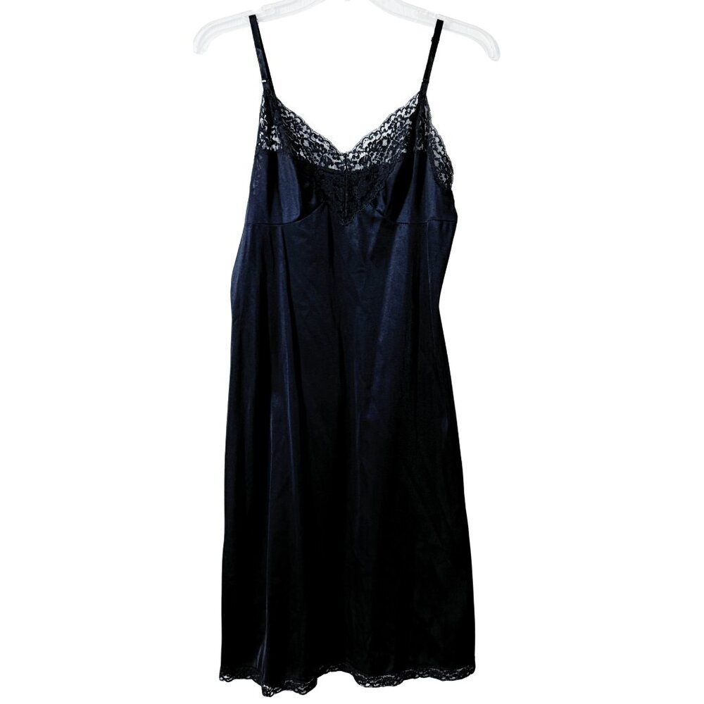 Womens Vintage Vassarette Black Full Body Satin Slip - Size 38‎ (L)